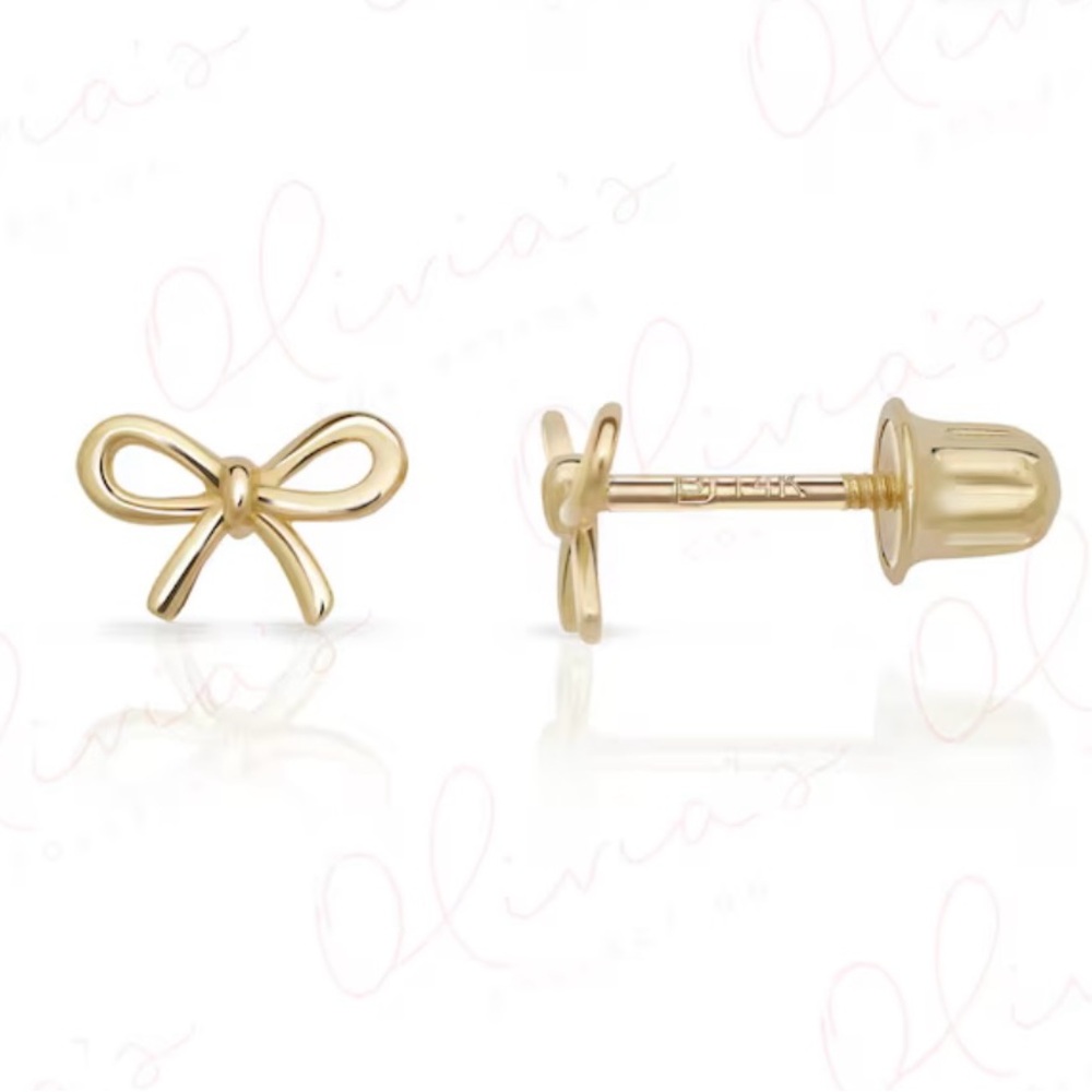14k Solid Gold Bow Earrings